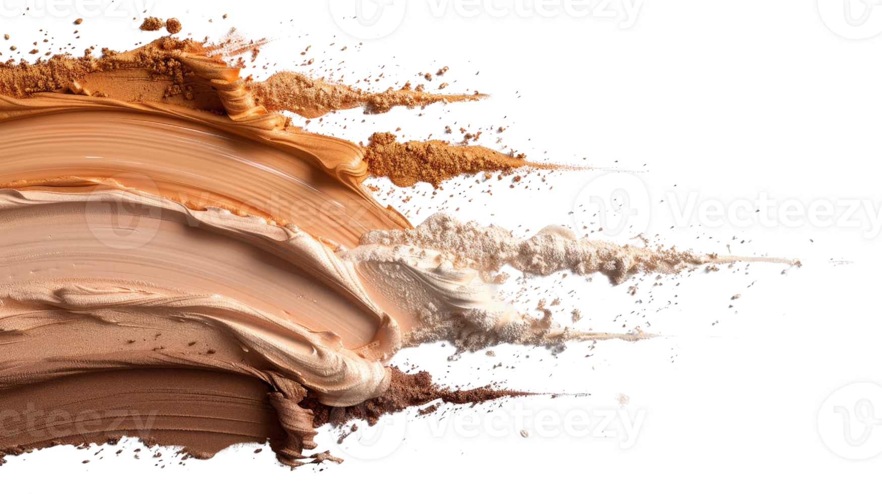 Vibrant Swirls of Creamy Foundation Shades on Black Background for Makeup and Beauty Industry png