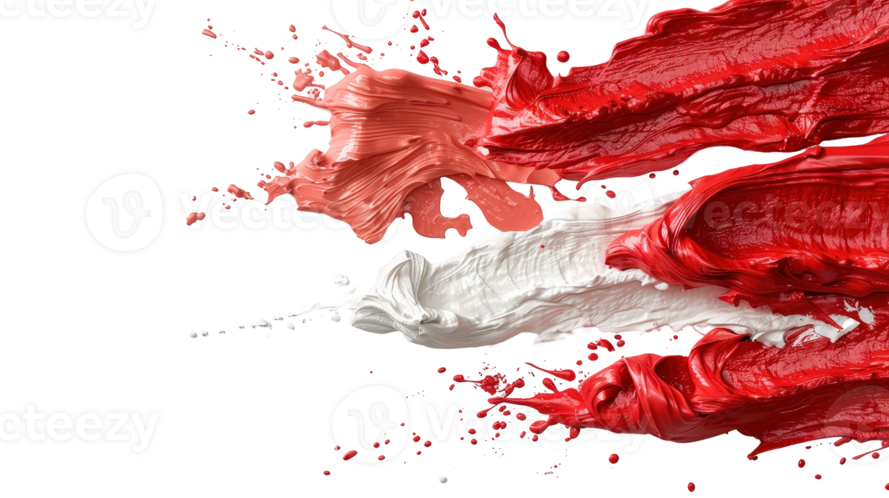 Vibrant Red and White Paint Splash with Dynamic Movement on a Black Background for Creative Visuals png