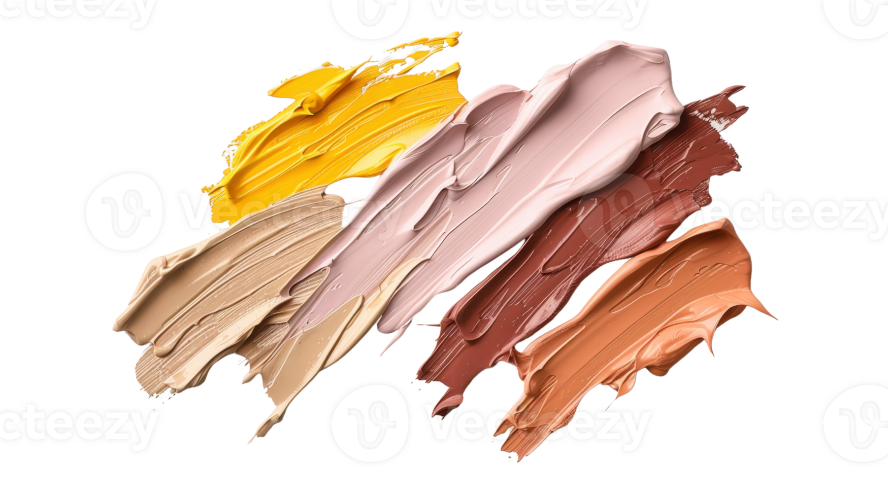 Colorful Array of Textured Paint Strokes on White Background in Various Shades for Artistic and Creative Projects png
