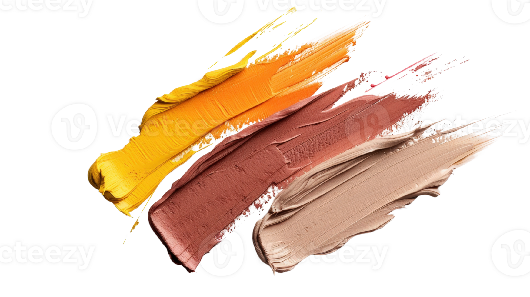 Vibrant Streaks of Yellow, Orange, Brown, and Beige Paint on White Background for Creative Art and Design Projects png