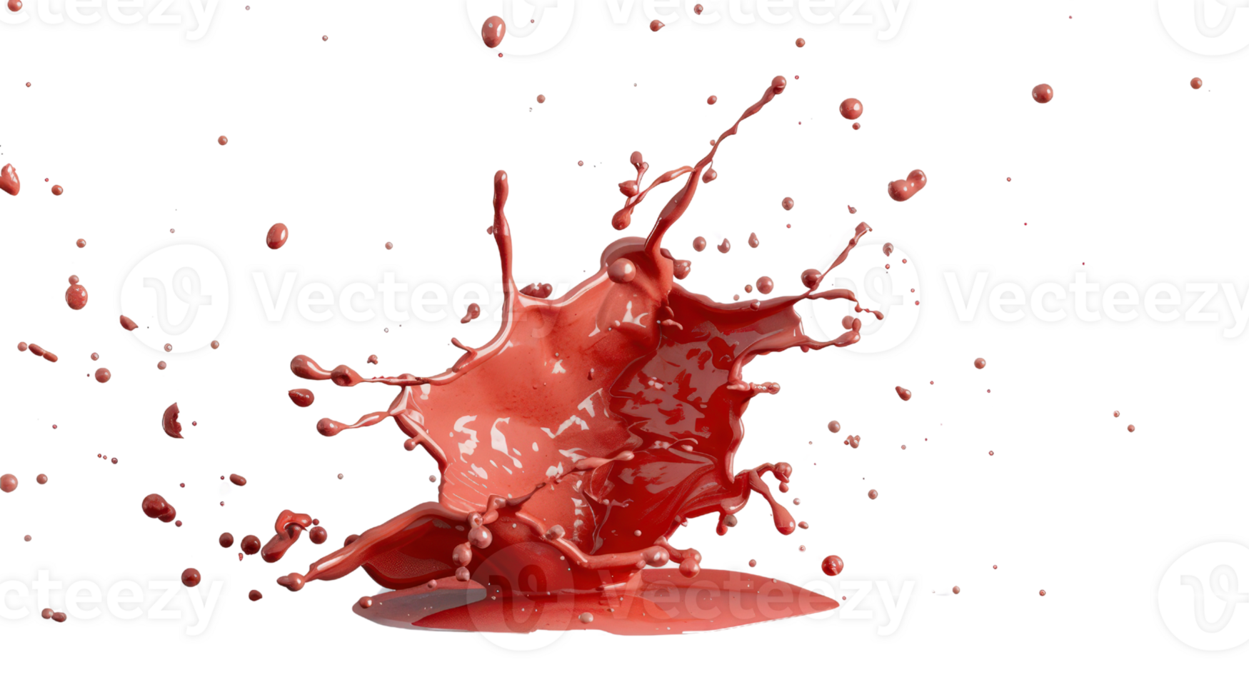 Vibrant Red Paint Splash with Dynamic Motion and Droplets in a Studio Setting Captured on a Black Background png