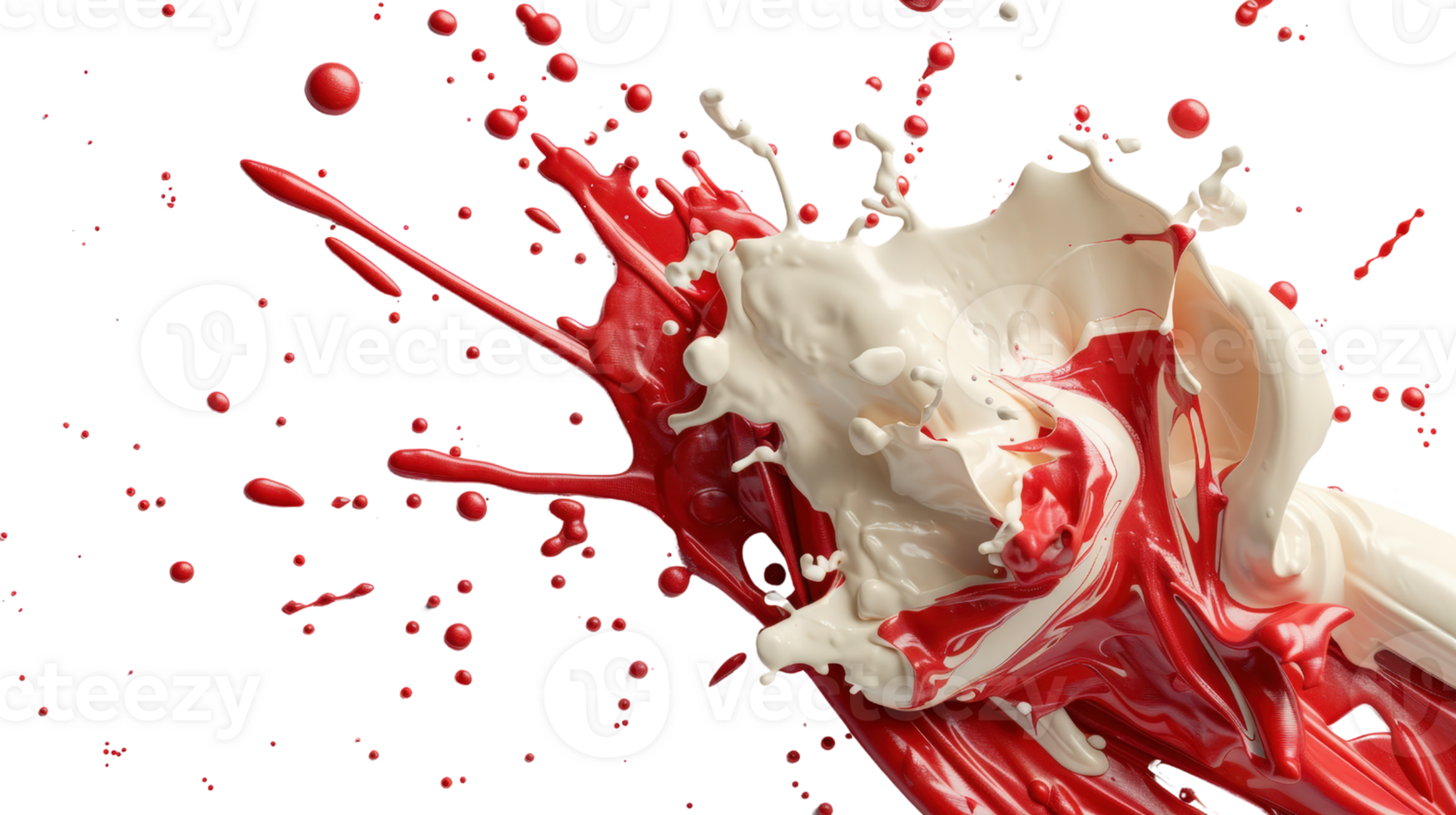 Dynamic Splash of Red and White Liquid with Energetic Movement on a Black Background png