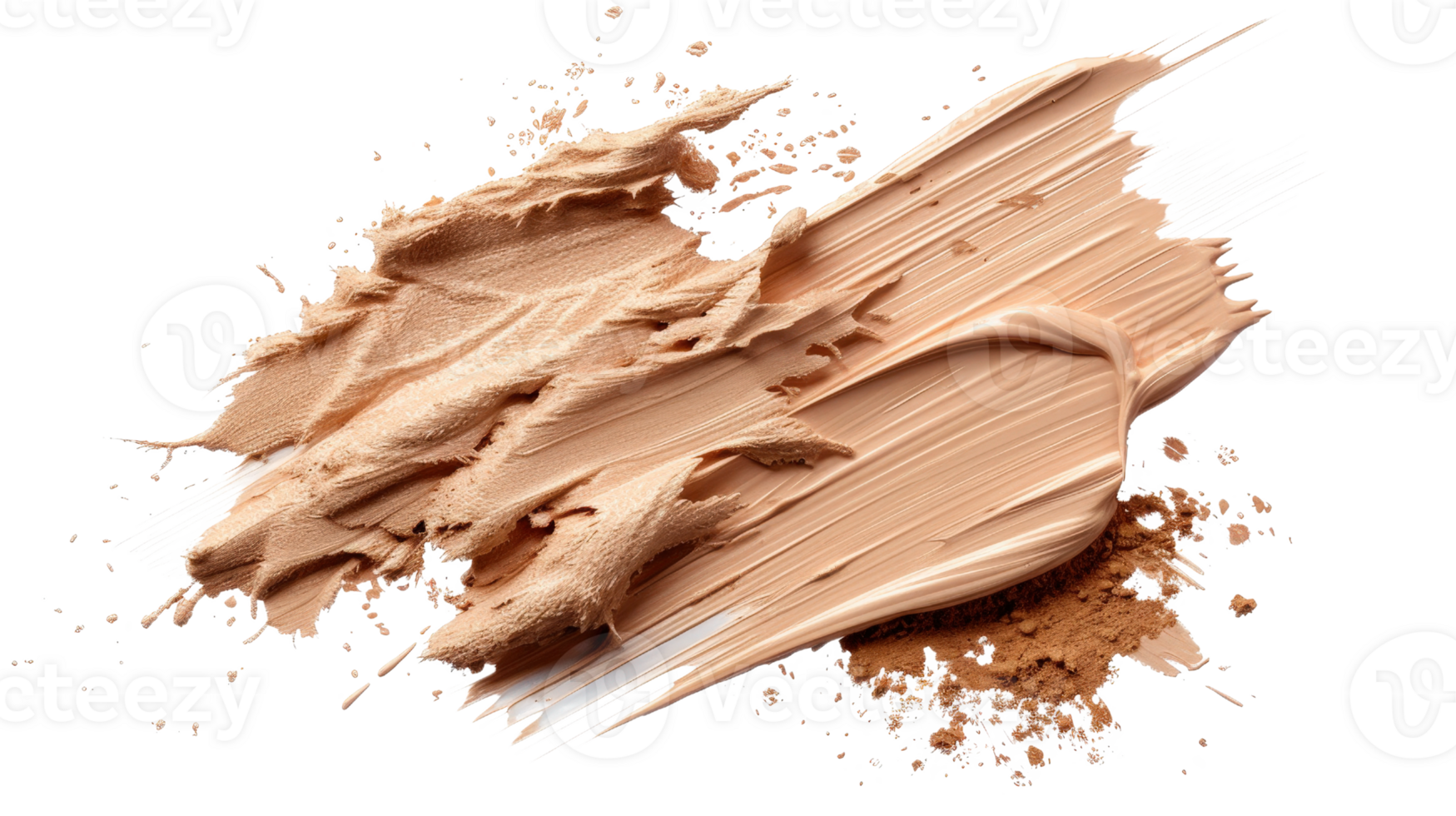 Smooth and Creamy Application of Foundation Makeup with Artistic Brush Strokes on White Background png