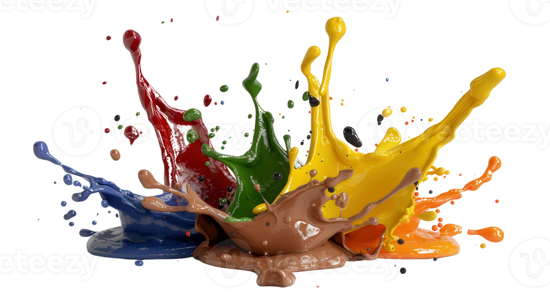 Colorful Paint Splashes in a Dynamic Display of Artistry and Creativity Perfect for Visual Projects and Designs png