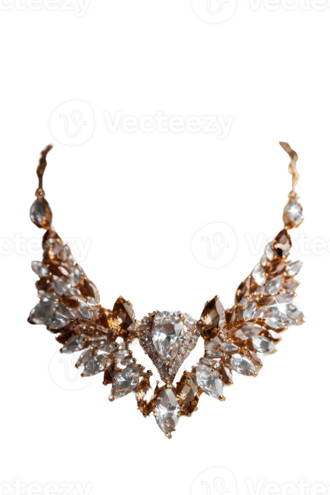 Elegant and Sparkling Necklace with Clear Gems and Intricate Design for Fashion Accessories and Jewelry Photography png