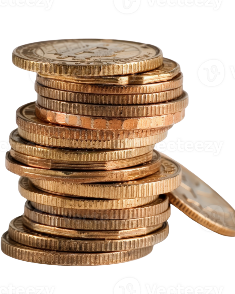 Stacked Coins in Various Arrangements Highlighting Financial Growth and Investment Opportunities in a Studio Setting png