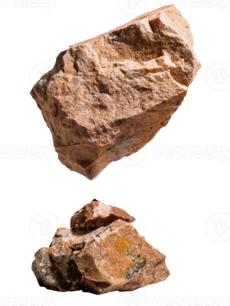 Close-Up View of Natural Rock Textures Featuring Two Distinct Stone Shapes on a White Background for Design Use png