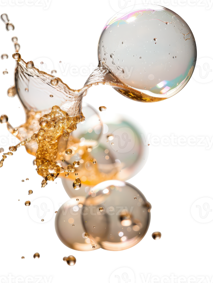 Stunning Close-Up of Bubbles and Liquid Splash Isolated on Black Background for Creative Usage png