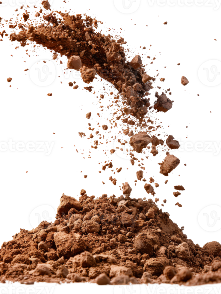 Powdered substance exploding in mid-air with fine particles scattering around in a dynamic, artistic splash display png
