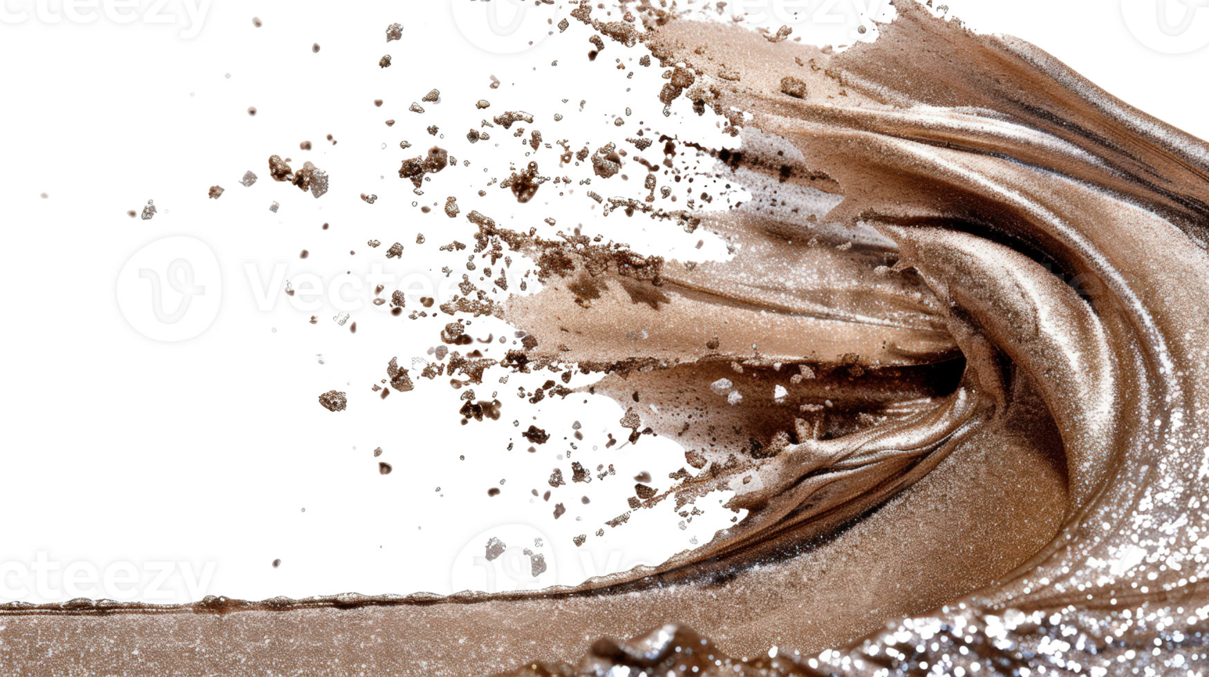 Dynamic Flow of Shimmering Bronze Makeup Product Creating Artistic Splash on Black Background png