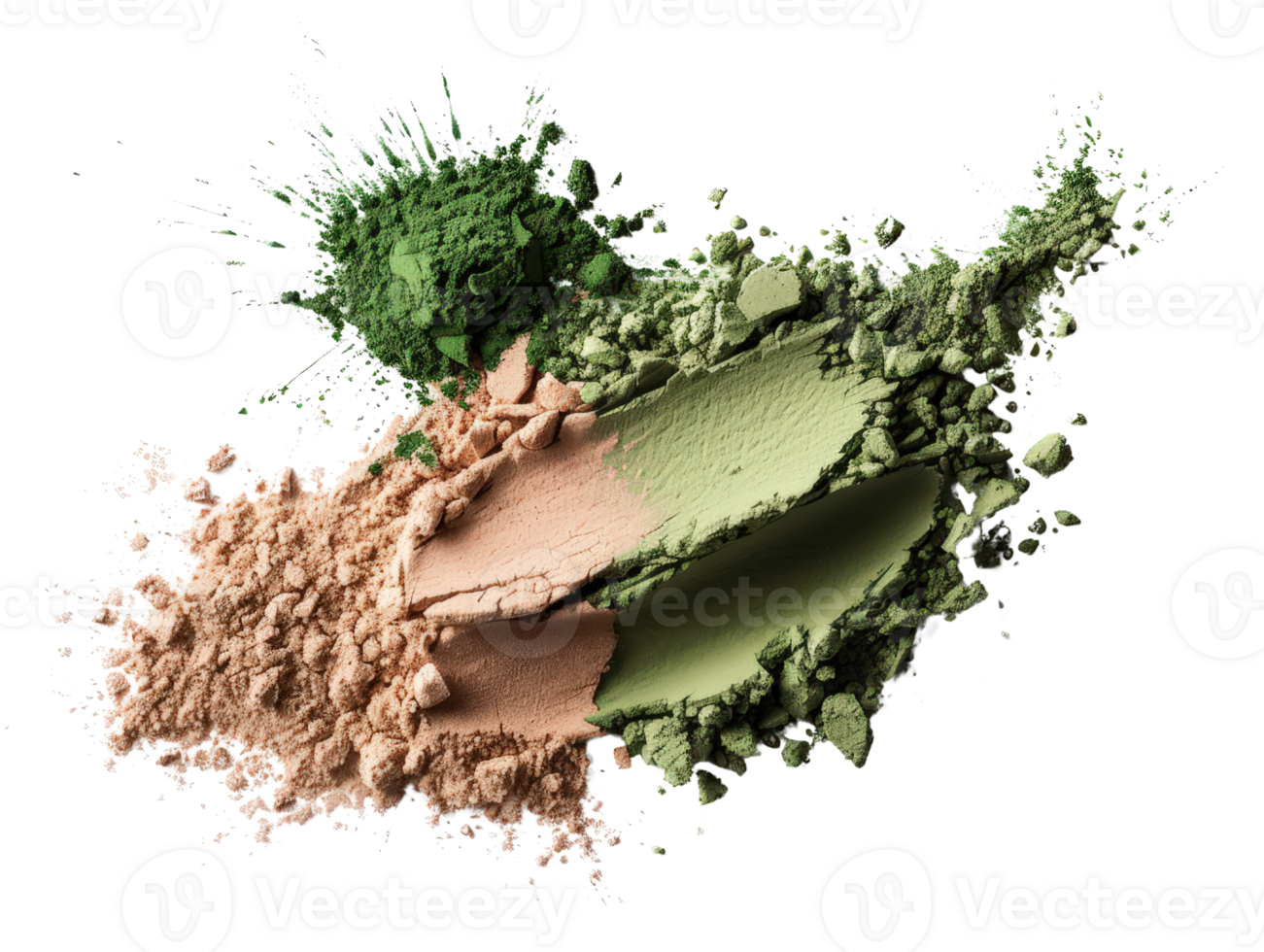 Colorful Cosmetic Powders in Various Shades Spread Artistically on a Isolated Background for Beauty and Makeup Concepts png