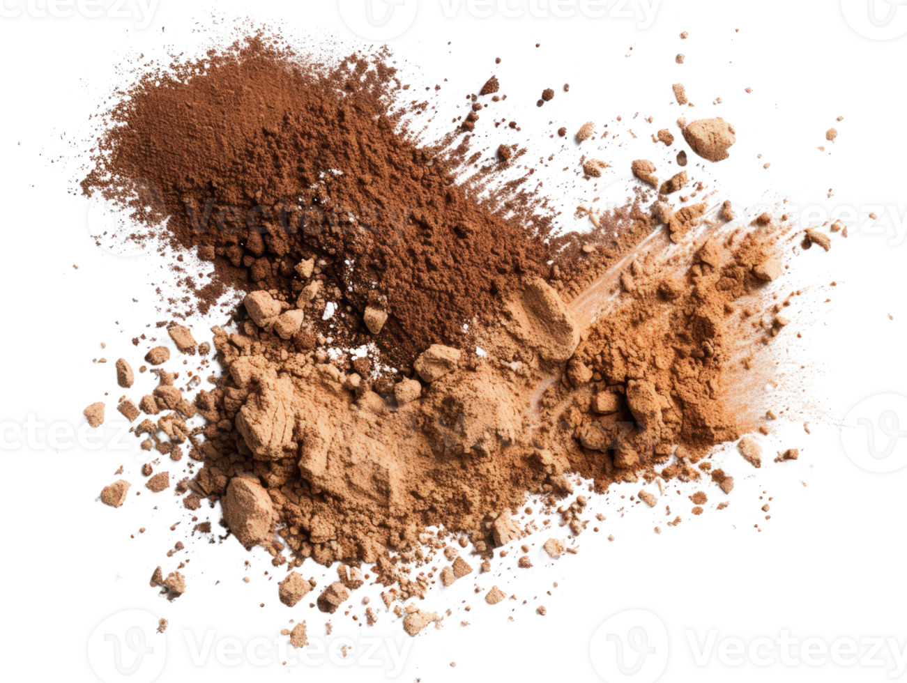 Organic Natural Powders of Cocoa and Various Ingredients on White Background for Culinary and Health Uses png