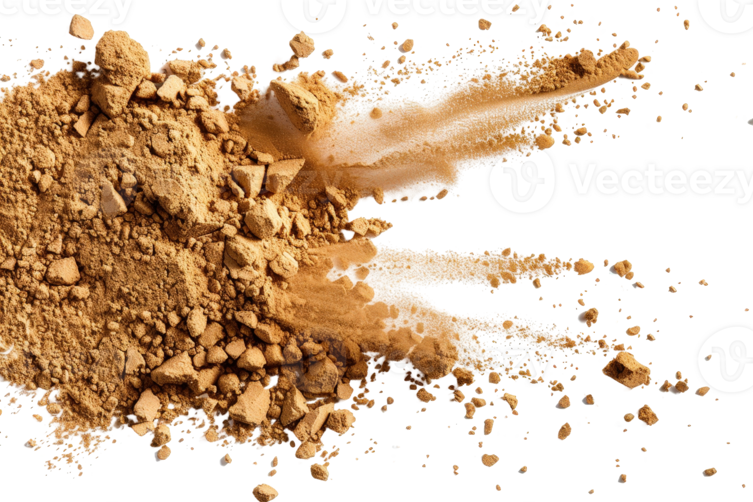 Vibrant Dust Particles of Natural Brown Powder Spreading Across Dark Background for Textures and Patterns png