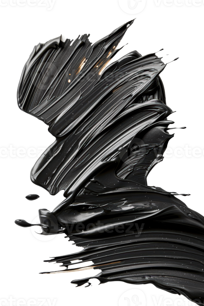 Glossy Black Paint Stroke Design for Artistic Backgrounds and Creative Projects with Smooth Texture png