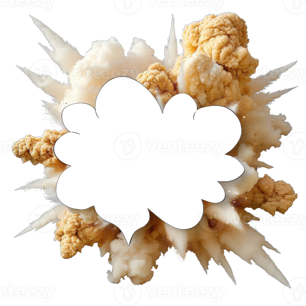 Dynamic Explosion with Smoke and Dust Emitting from a Central Point, Isolated on Transparent Background png