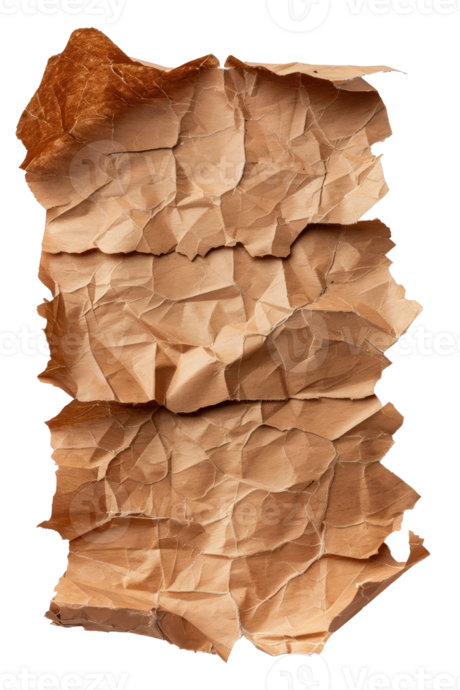 Crumpled Brown Paper Texture with Natural Wrinkles and Creases Offering a Rustic and Aged Appearance for Creative Projects png