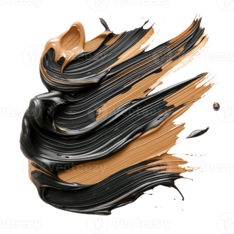 Abstract swirls of black and brown paint texture showcasing dynamic artistic movement and creative expression png