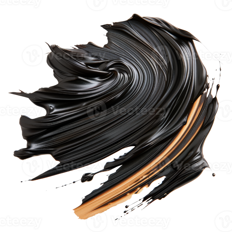 Elegant Black Paint Swipe with Glossy Finish on White Background for Creative Design and Art Projects png