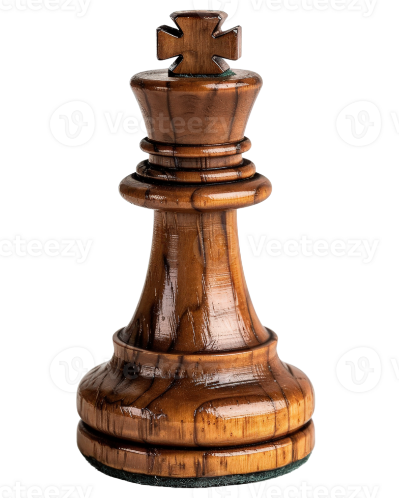 Wooden chess king piece with intricate design, handcrafted craftsmanship showcasing fine detailing and rich color tones png