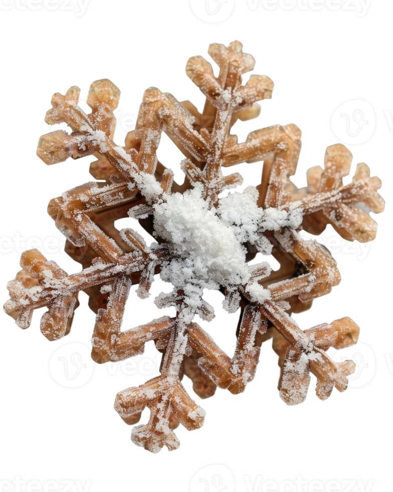 Intricate Frosted Snowflake Design on a Clear Background with Delicate Ice Crystals and a Touch of Snowy Texture png