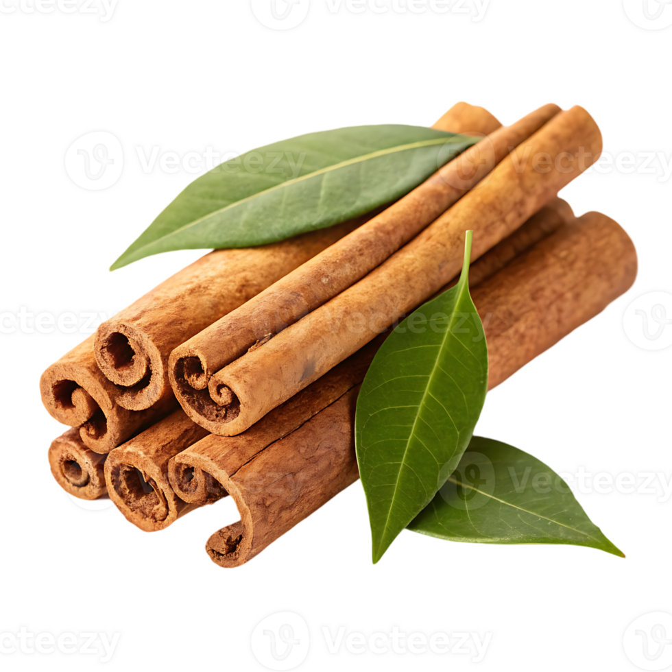 Cinnamon sticks and leaves. Aromatic spice. png