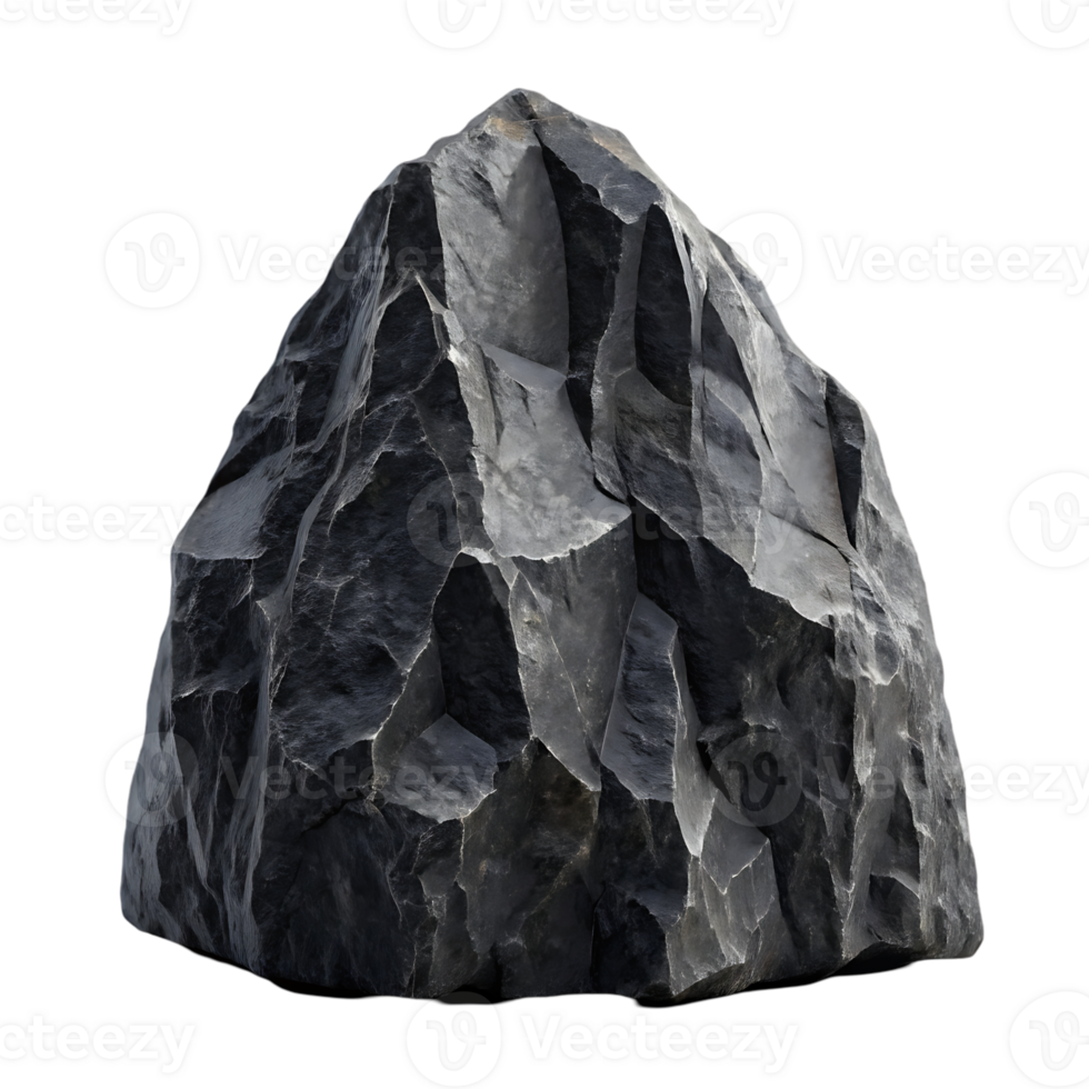Large dark grey rock isolated on black background png