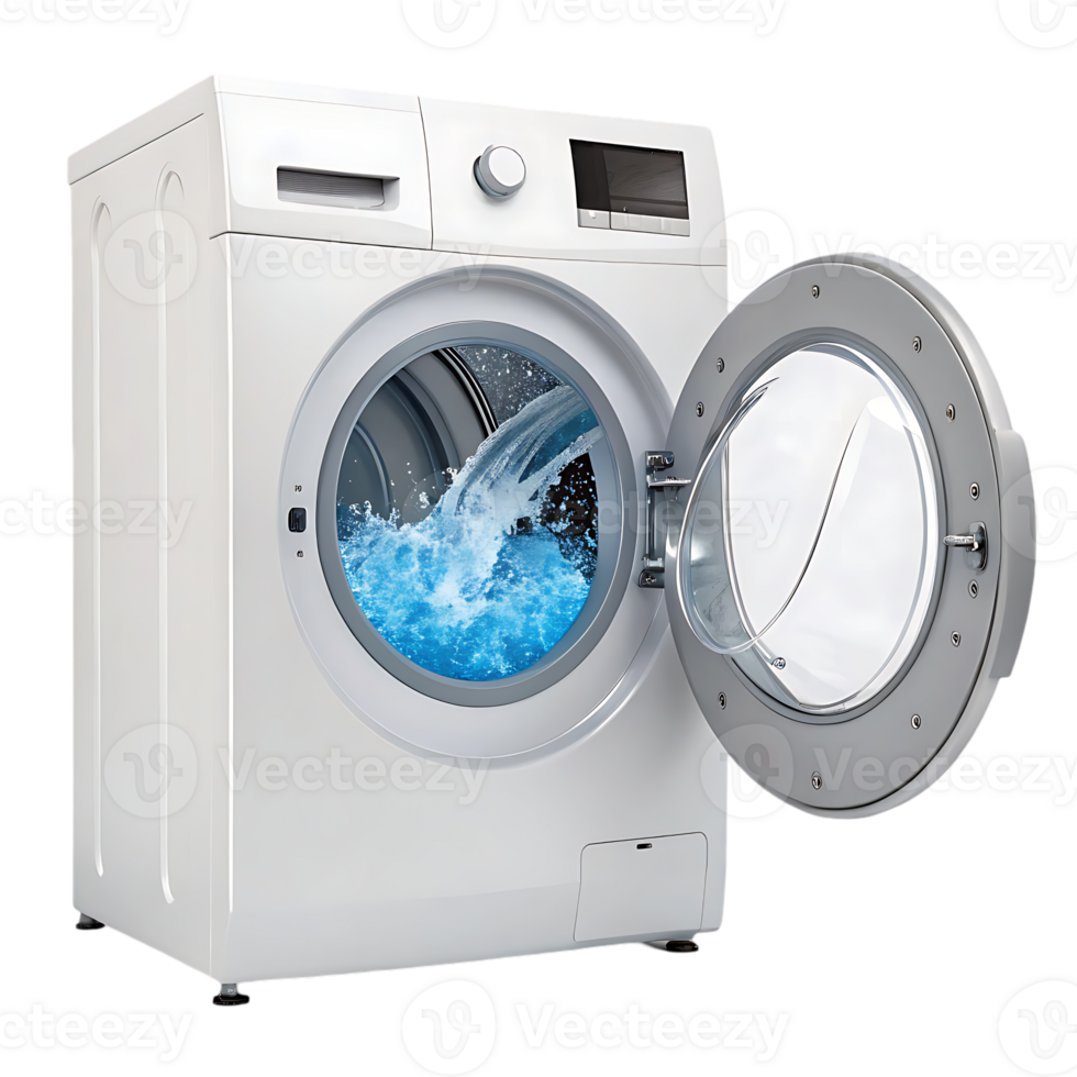 Water pouring into a washing machine drum. png