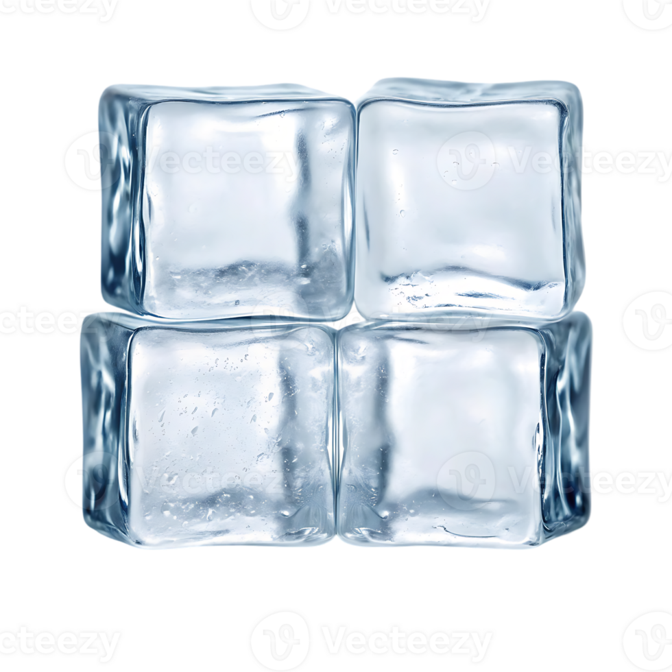 Four ice cubes, close up. png