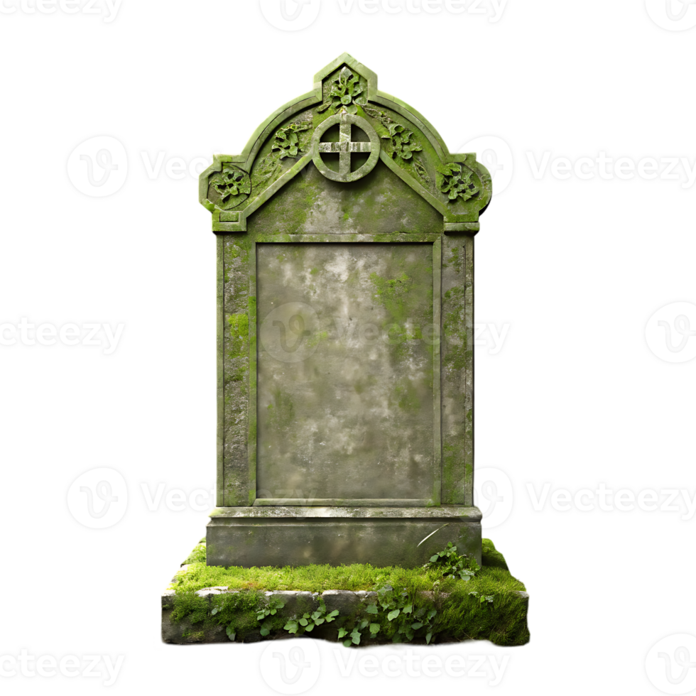 Old mossy gravestone, blank headstone, cemetery png