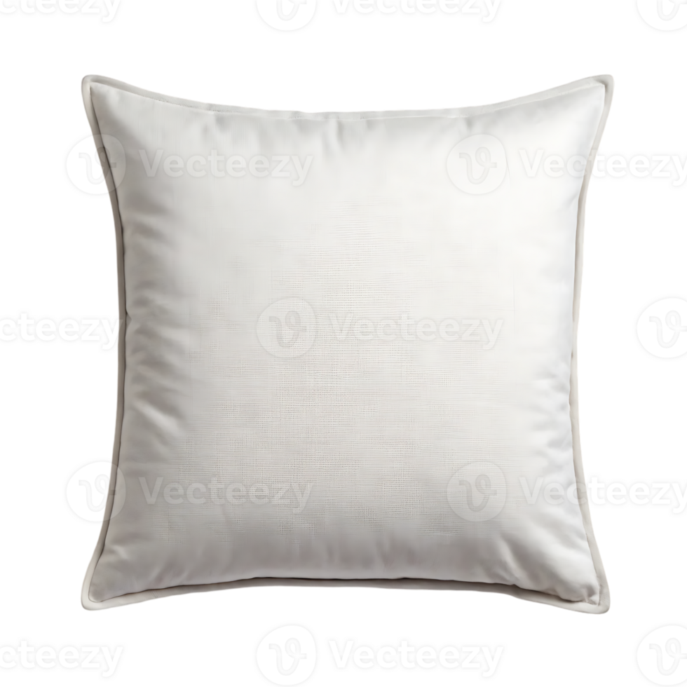 Simple off white square pillow with subtle border. png