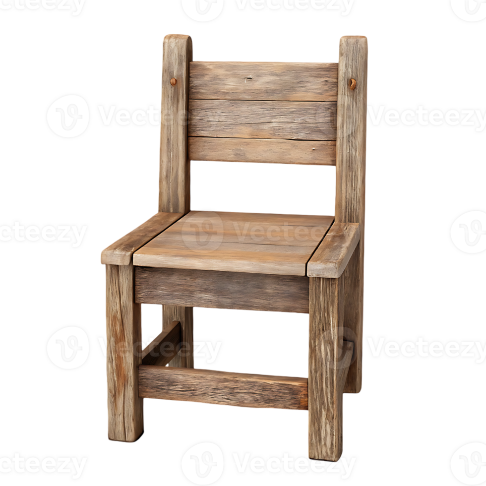 Rustic wooden chair, simple design. png