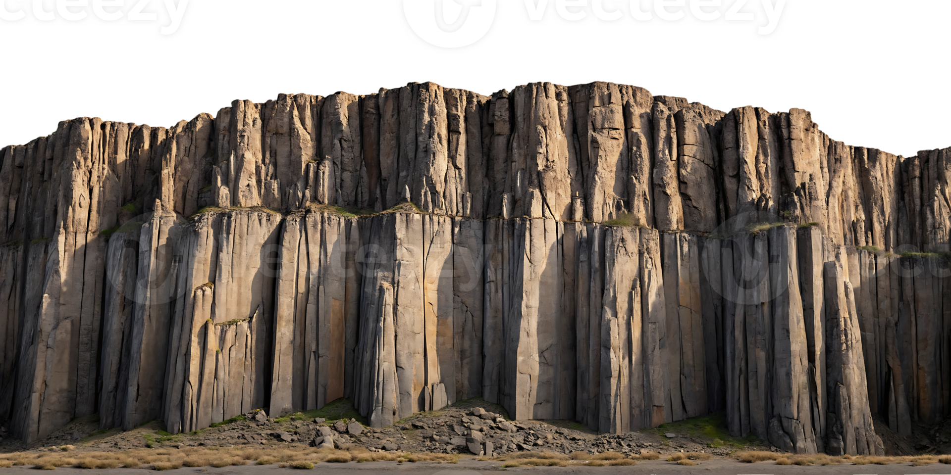 Majestic basalt columns, geological wonder. Dramatic natural rock formation. png
