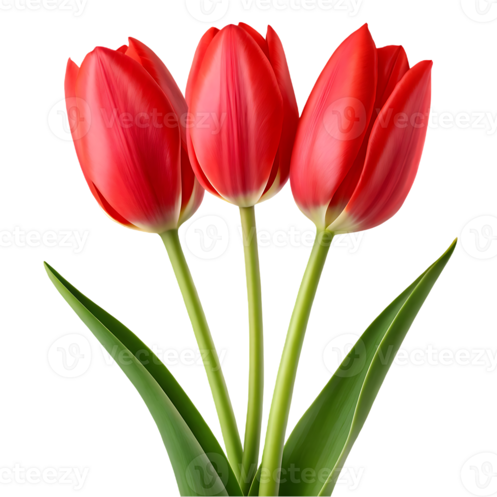 Three red tulips on a black background png