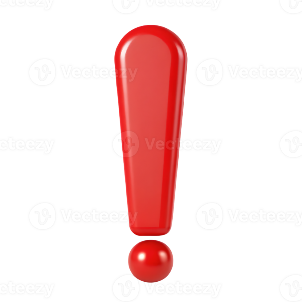 Red exclamation mark 3D render png
