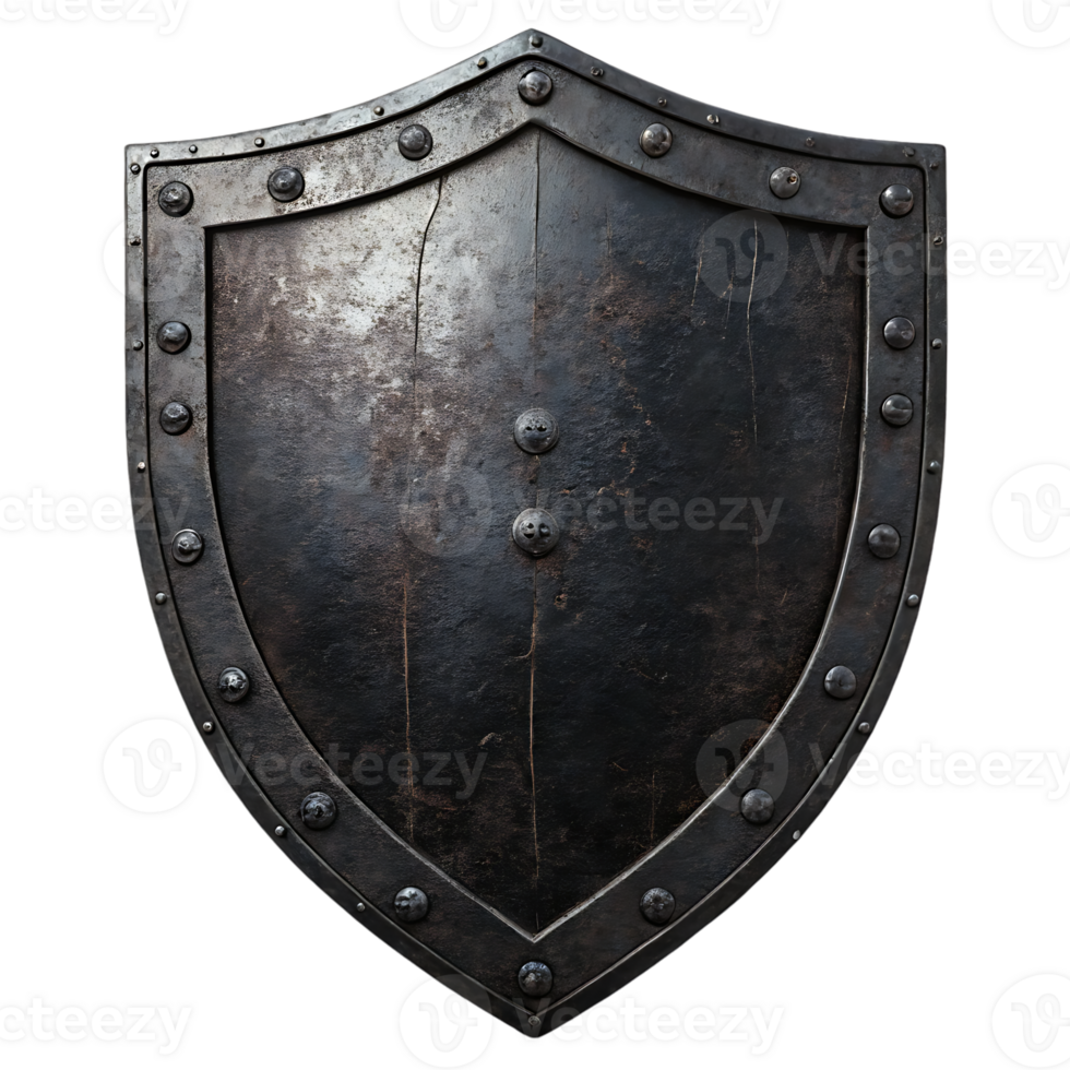 Medieval metal shield, dark, grunge texture png