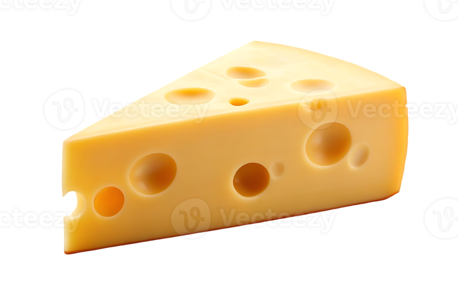 A wedge of Swiss cheese with holes png