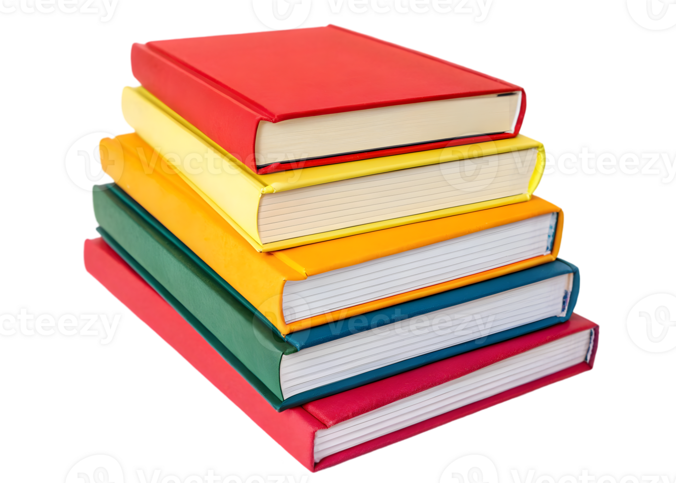 Stack of colorful hardcover books. Education, reading, knowledge concept. png