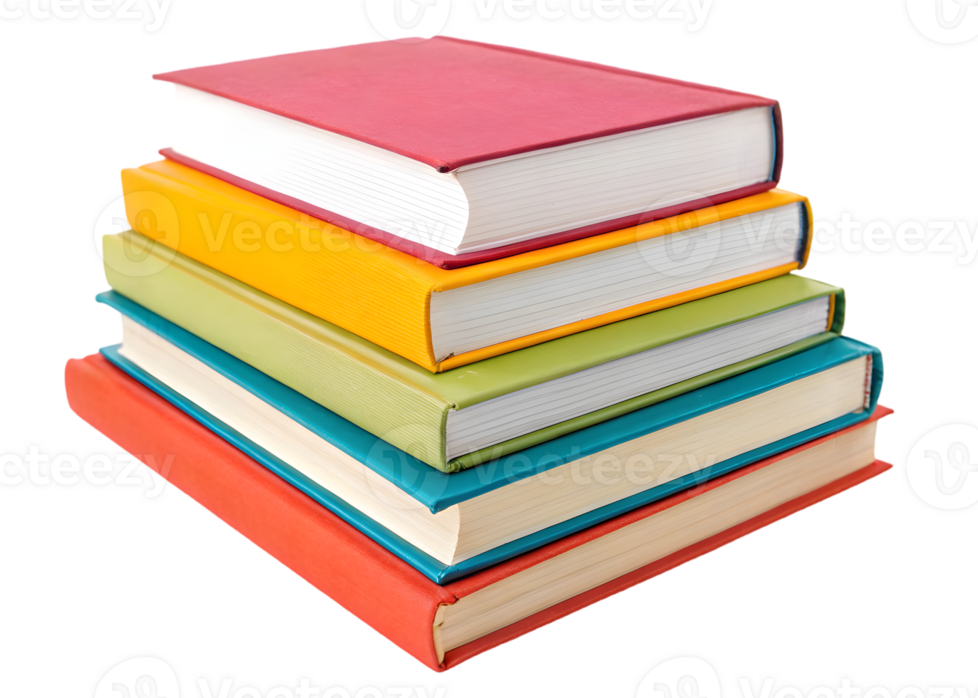 Colorful stack of hardcover books. Education, reading, knowledge concept. png