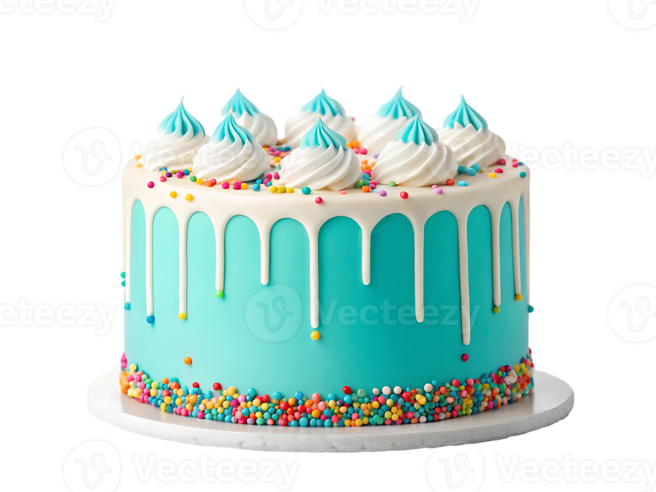 Delicious birthday cake with blue frosting and colorful sprinkles. png