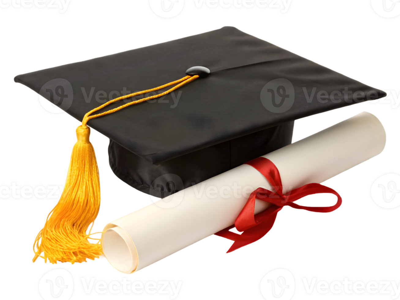 Graduation cap and diploma. Success, education png