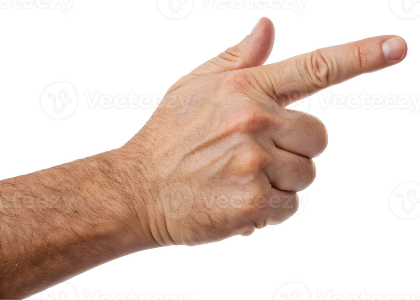 Close up of a hand pointing towards something. png