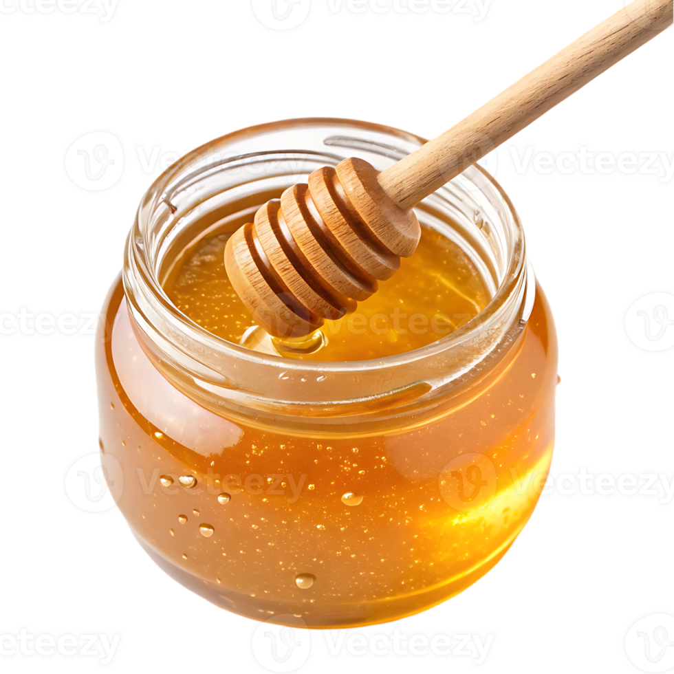 Honey in a jar with honey dipper png
