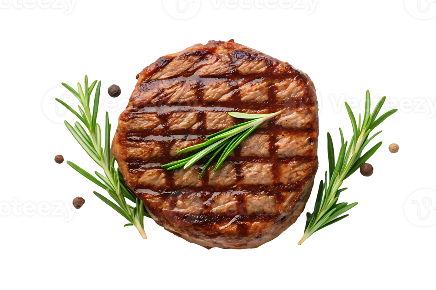 Grilled steak with rosemary and peppercorns png
