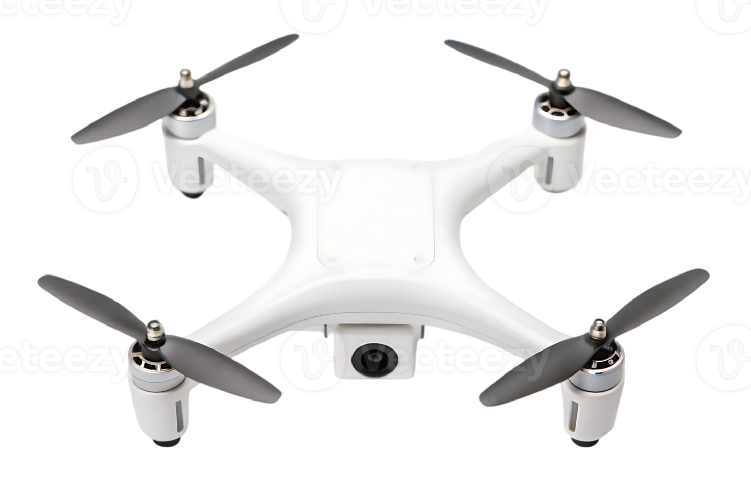 White drone with four propellers and a camera png