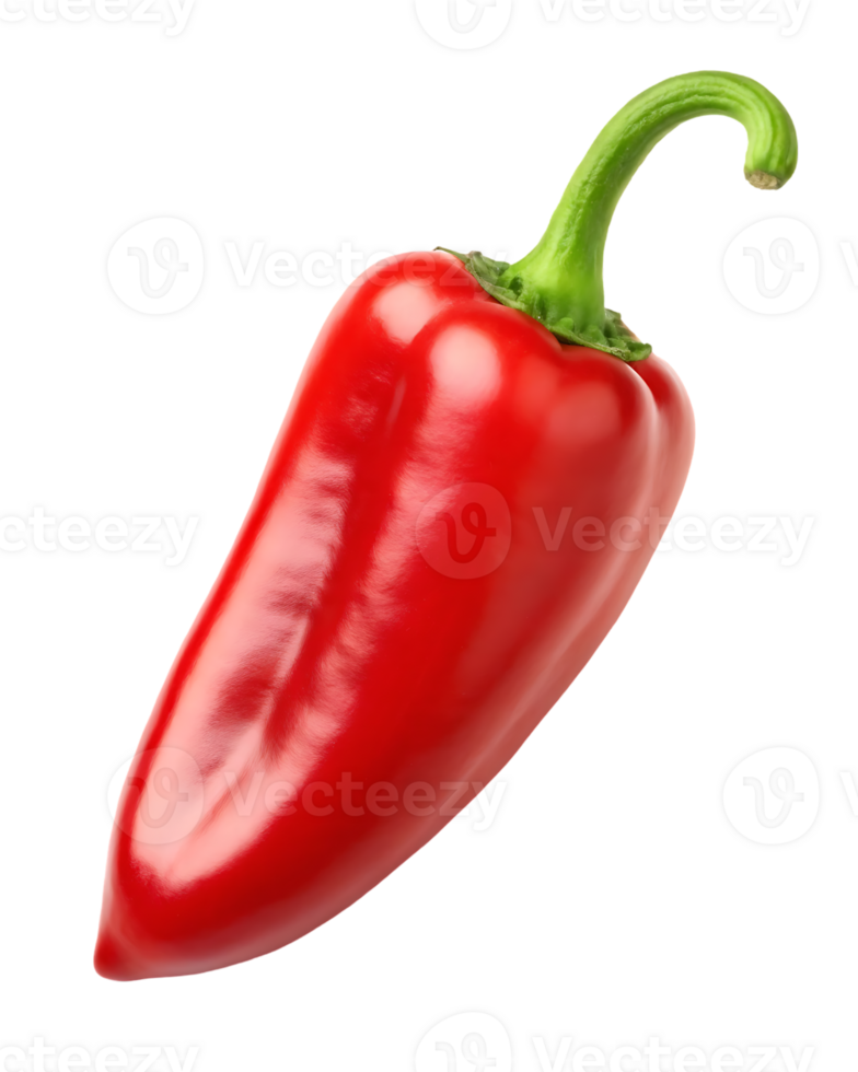 Single ripe red pepper isolated on white png