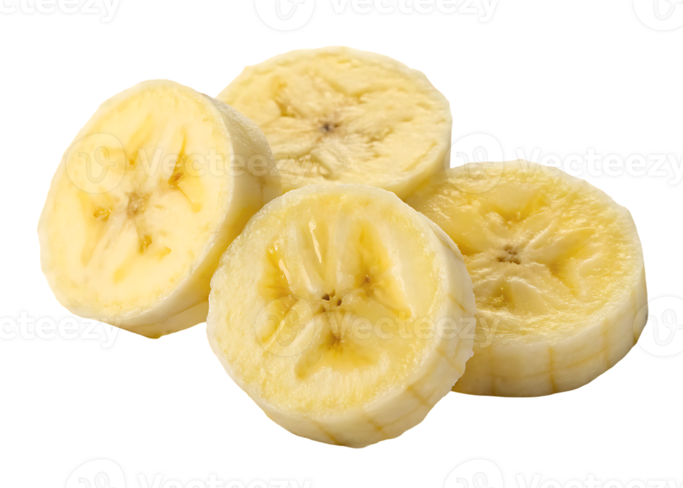 Sliced ripe bananas, close up view. png
