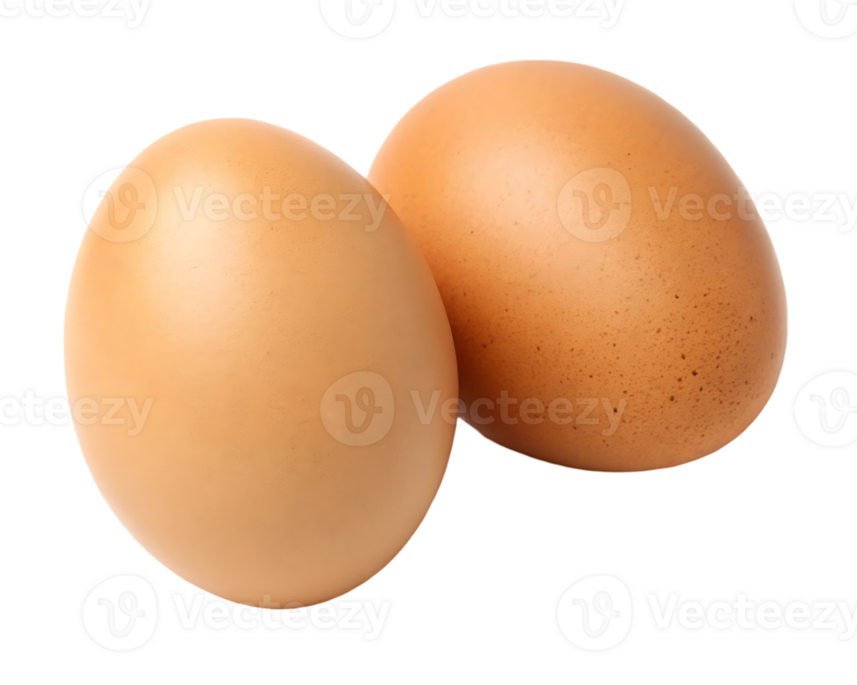 Two fresh brown eggs isolated on white background. png
