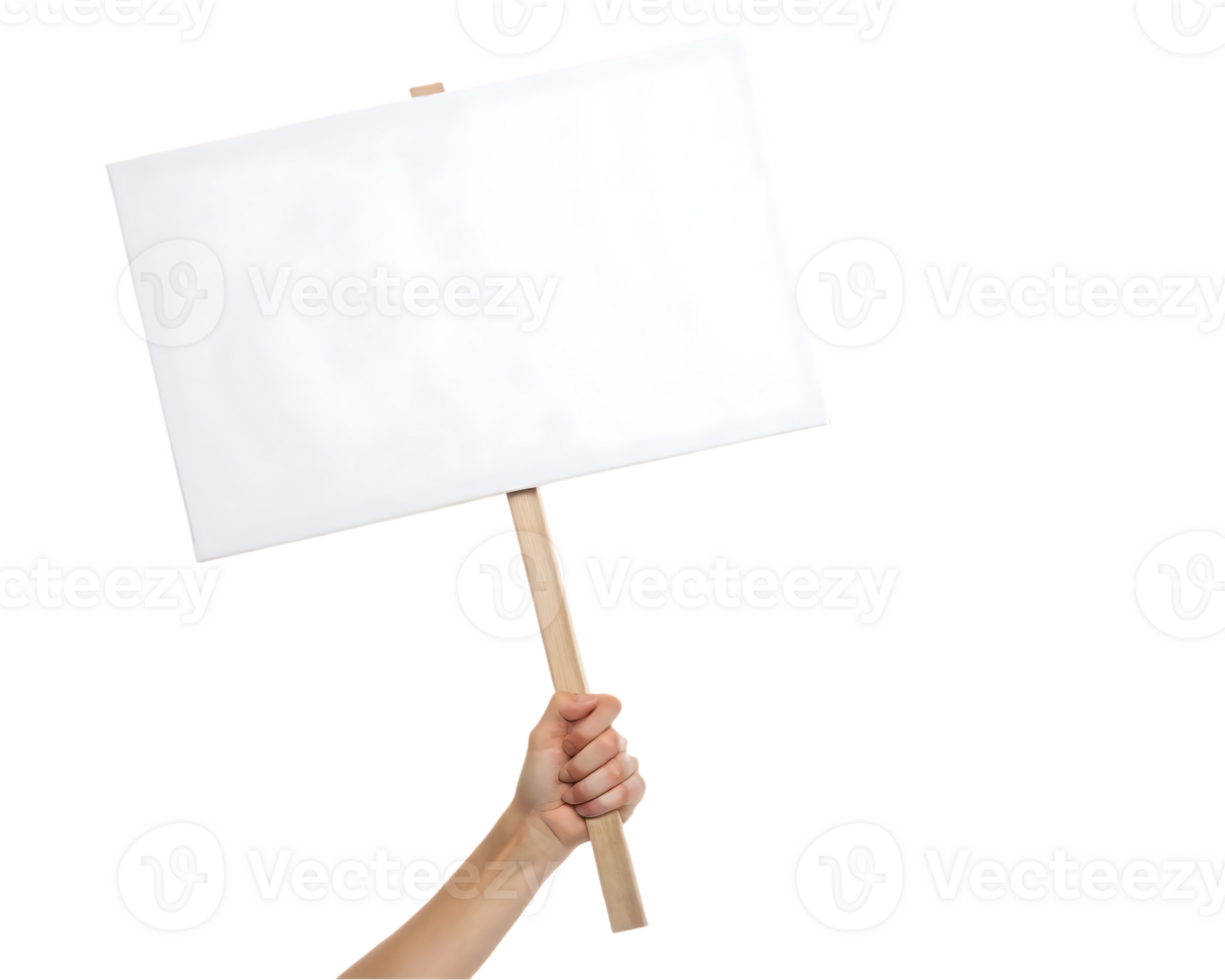 Hand holding a blank sign, ready for your message. png