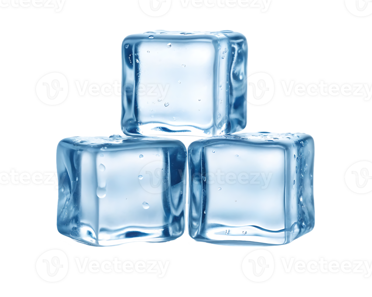 Three ice cubes on a transparent background png