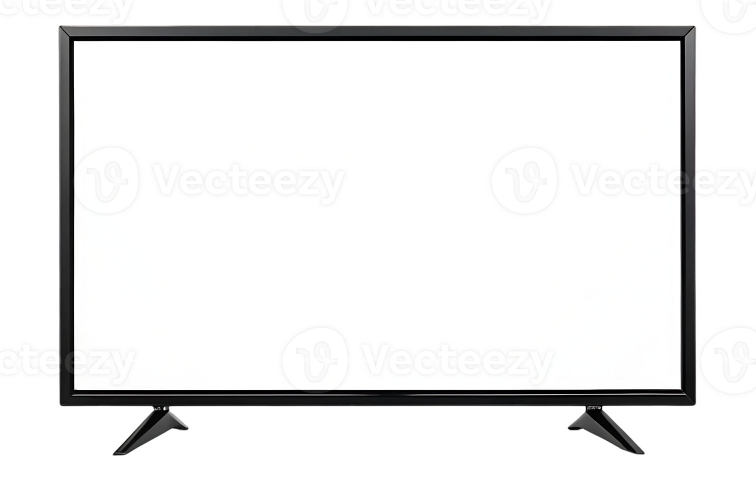 Blank LED TV screen mockup, isolated on black background. png